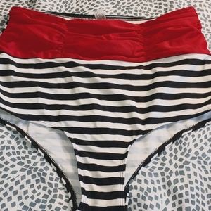 High waist striped swim bottom
